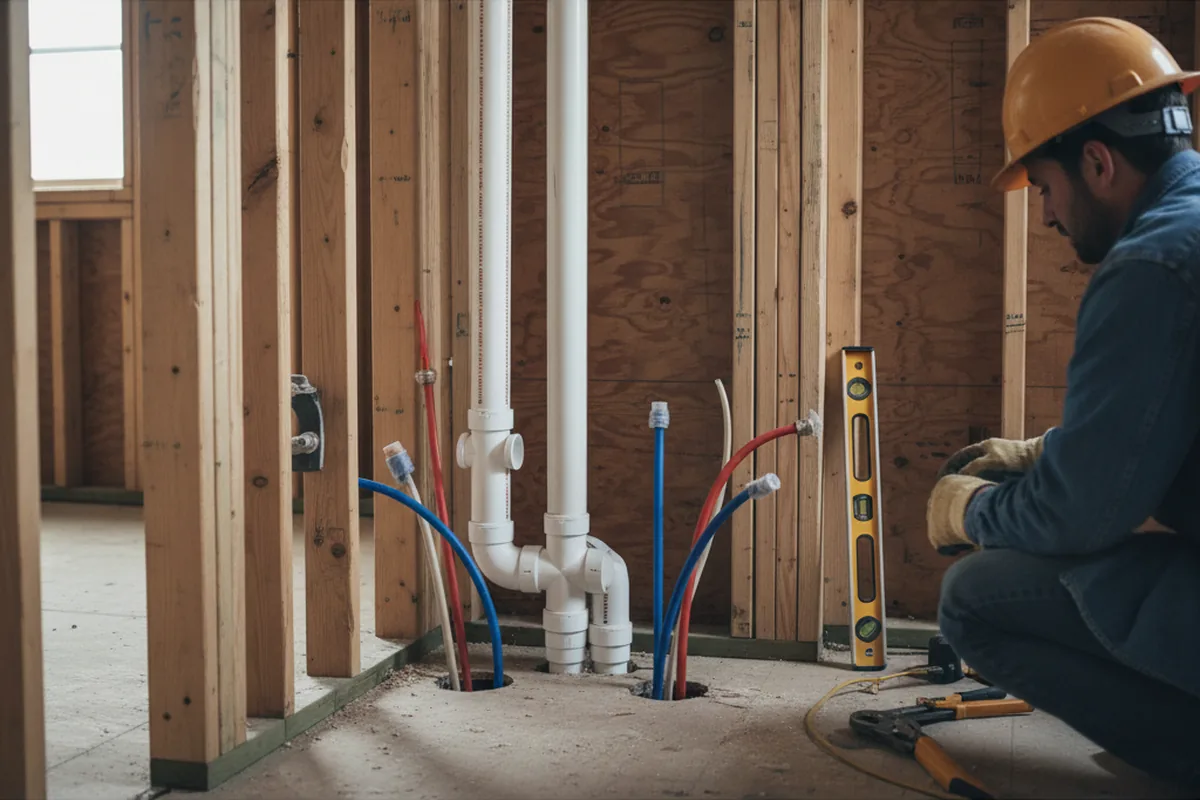 Drain and supply rough-in during Drain Cleaning in Rancho Cucamonga