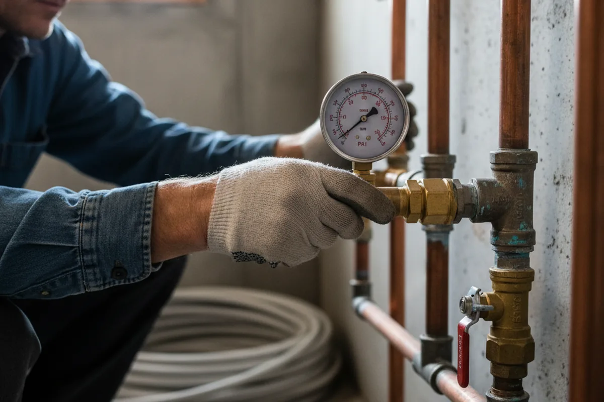 Pressure testing a repaired line during Water Line Repair in Rancho Cucamonga